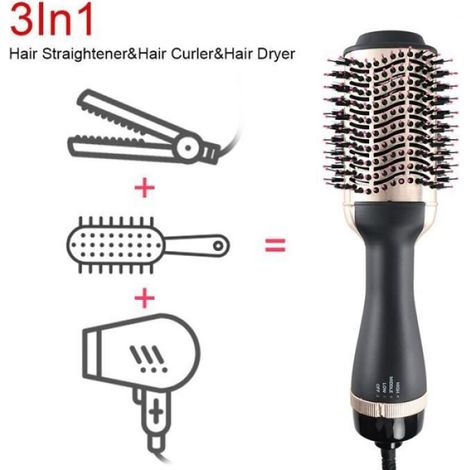 Brosse Sèche-Cheveux Chauffante - Ua Plug - Usage Domestique - Rose - Emballage Boîte Cadeau - 1 Pièce (1/4)