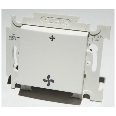Commande VMC blanche 2 vitesses sans position arrêt 10A encastrée bornes auto fixation vis sans plaque ALTERNATIVE ELEC AE52017 (1/3)
