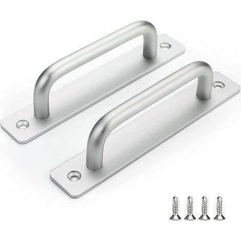 Ensemble de 2 poignées de porte argentées Poignée de porte coulissante Poignée de meuble -ls78873snb128 Poignée de meuble de cuisine en alliage d'aluminium Distance centrale 128mm
