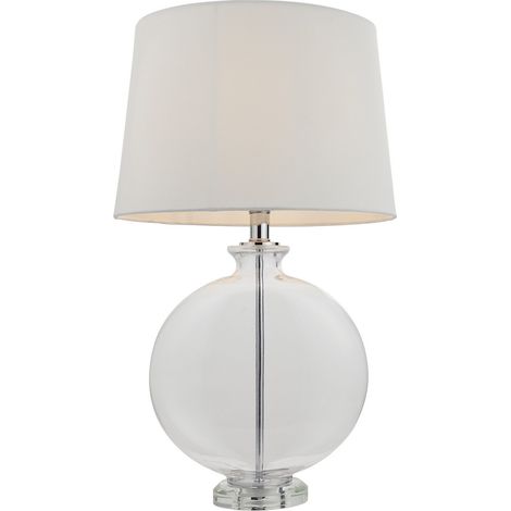 Lampada da tavolo in vetro trasparente, paralume in nichel (1/5)