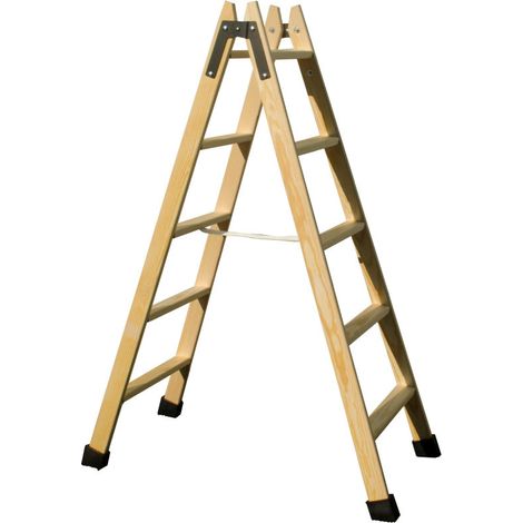 Scala in legno 5+5 gradini Scala pieghevole Scala a pioli da 1,4 m Portata massima 150 kg (1/5)