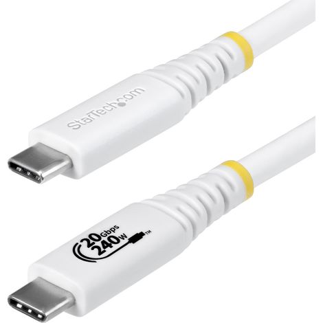 StarTech.com 2m USB4 Kabel, 20Gbps, USB-IF-zertifiziertes USB-C Ladekabel, 240W PD EPR, 4K 120Hz DP1.4 Monitorkabel, TPE-Mantel, Weiß (1/4)