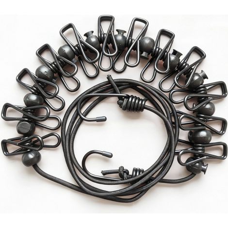 Tendedero elástico para acampar y viajar, ideal para balcones y jardines (negro, 1 unidad) (1/5)