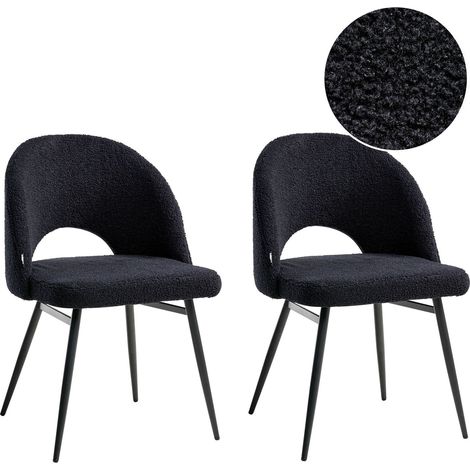 Esszimmerstuhl 2er Set ONAGA Bouclé Schwarz