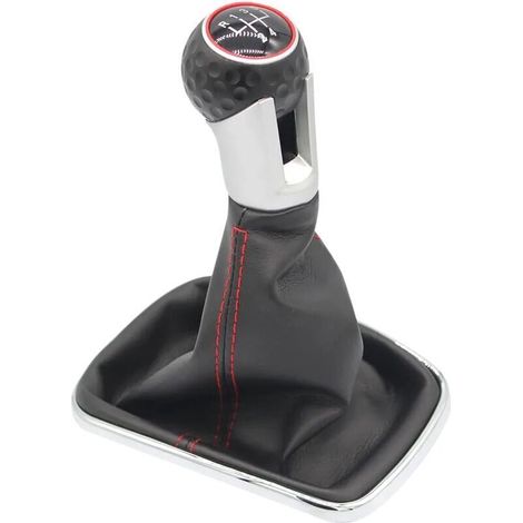 Pomo de palanca de cambios VW Golf 4 – Funda de cuero negro y rojo Ø 12 mm – Fácil instalación Plug-Play GOLF 4 IV (1/5)