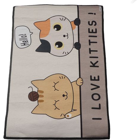 Rutschfeste Fußmatte, komfortabel und strapazierfähig, niedliches Kätzchenmotiv, ideal für Küche, Wohnzimmer, Badezimmer oder Eingangsbereich, 40 x 60 cm / 15,8 x 23,6 Zoll (1/5)