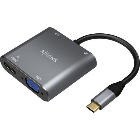 Adattatore usbusb type-c aisens a109-0626/ hdmi femmina - vga femmina - usb type-c maschio - usbusb type-c femmina - usb type-c femmina