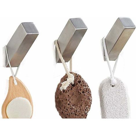 3er-Pack Wandhaken für Badezimmer zur Befestigung von Bademänteln, Handtüchern, Hüten und anderen Badezimmeraccessoires, gebürsteter Edelstahl, schwarz und silber.