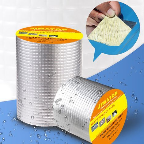 Ruban butyle Ruban butyle imperméable Ruban en aluminium résistant aux hautes températures Ruban de réparation Scotch etanche Convient aux murs extérieurs, aux toits, aux toits plats 200 mm x 5 m (1/5)