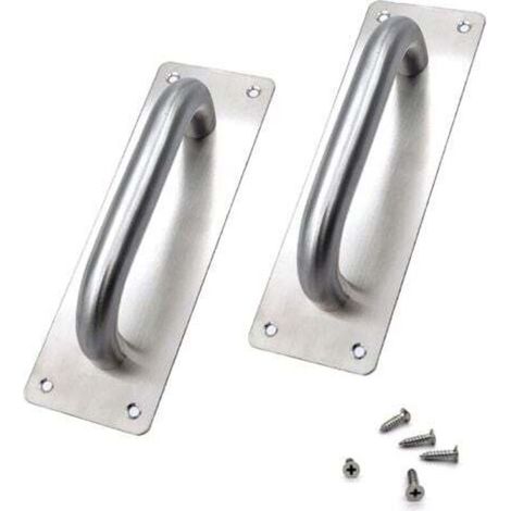 (200 x 65 mm) Schiebetürgriffe, Türgriffe aus Edelstahl, Schiebetüren, Schrank, Toilette, Garage, Gartenhaus, Türgriffe mit Metallplatte
