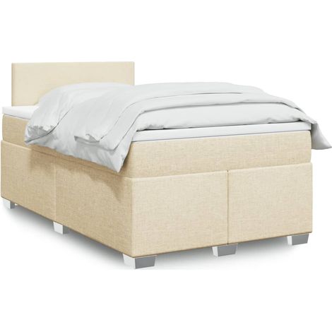 vidaXL Sommier à lattes de lit avec matelas crème 120x190 cm tissu (1/5)