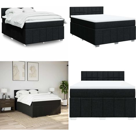 vidaXL Boxspringbett mit Matratze Schwarz 140x200 cm Stoff (1/5)