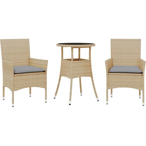 Maison Exclusive - 3-tlg. Garten-Essgruppe mit Kissen Beige Poly