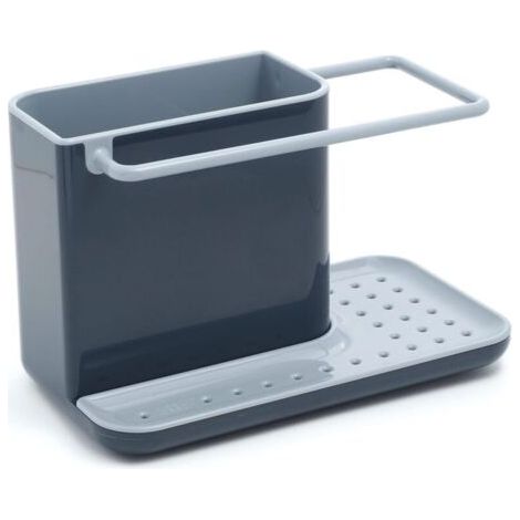 Rangement/organiseur d'évier avec égouttoir intégré, support pour éponge, brosse, liquide vaisselle, et lavette, démontable, taille normale, Gris (1/4)