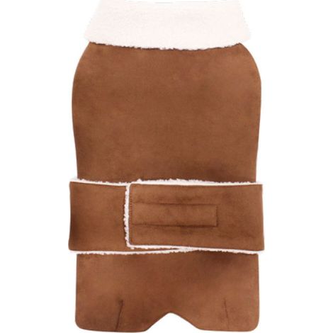 Giubbotto effetto montone e stoffa scamosciata modello Dachsund Wooden per cani: 45 cm