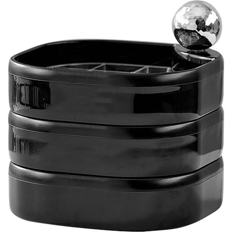 Drehbarer, mehrschichtiger Schmuckkasten aus oxidationsbeständigem Kunststoff, elegantes Schmuckkästchen für Armbänder und Ohrringe, Reisegröße, schwarz (1/5)