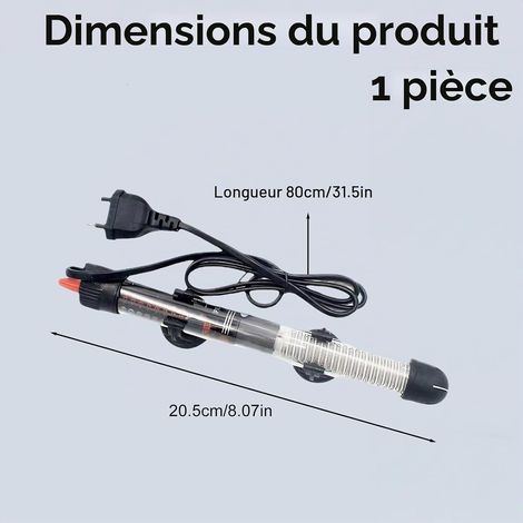 Chauffage d'aquarium 25W avec thermostat - Chauffage d'aquarium réglable pour petits et nano aquariums (10-30 litres) - Plage de température 20-34°C - Verre de quartz épais, classe de protection IP68, (1/4)