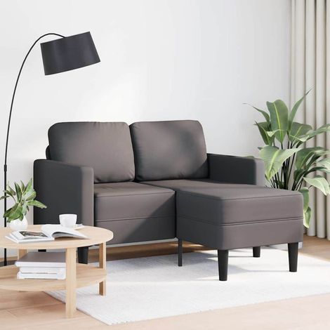 Divano 2 Posti Sofa con Chaise longue a L Grigio 125cm in Similpelle (1/5)