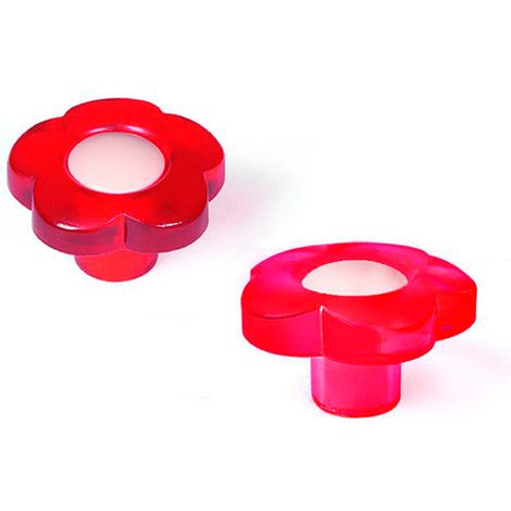 Pomo de plástico con acabado rojo, dimensiones: 34x34x20mm Ø: 34mm - (1/5)