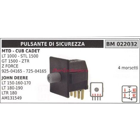 Pulsante interruttore di sicurezza trattorino MTD CUB CADET LT1000 725-04165