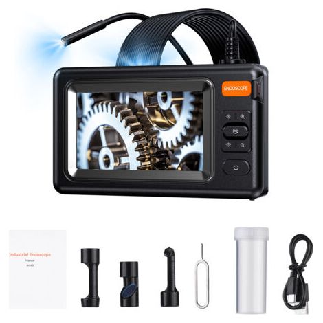 Pair - Caméra d'inspection industrielle des canalisations 1080p avec 6 LED, écran HD IPS 4,3 pouces, moniteur en temps réel, endoscope, câble semi-rigide de 5 m, étanche IP67 (1/5)
