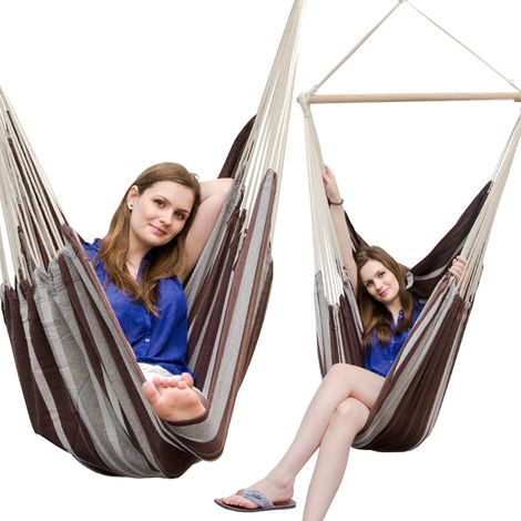 XXL Chaise Hamac 185x130  jusquà 150 kg - Fauteuil Suspendu 2 Personnes Jardin (1/6)