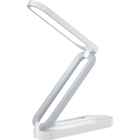 Lampe de lecture sans fil,à piles, rechargeable, pliable et portable, petite lampe de bureau à intensité variable, 3 niveaux de luminosité (BLANC) (1/5)