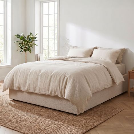 Lit coffre 140x190 sherpa beige Terre de Nuit (1/5)