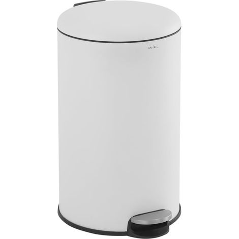 Poubelle Cuisine Ronde 50L, Acier Inoxydable, Blanc (1/5)