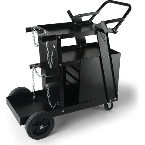 VEVOR Schweißwagen 2 Ablageflächen mit 4 Schubladen Schweißmobil Max. 100-120kg Wagen für Schweßgeräte mit 2 Gasflaschenhalterung Ideal für Handschweißen Schutzgasschweißen Argon-Lichtbogenschweißen