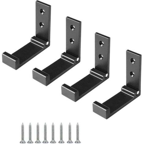 4 Pièces (Noir) Crochet de Suspension Mural en Alliage D'aluminium Patères Pliables à 90 ° avec vis pour Armoire de Porte Murale Cuisine Salle de Bain Bureau Mural Vestiaire Salle de Bain (1/4)