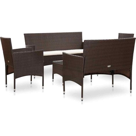 Maison Exclusive - 5-tlg. Garten-Lounge-Set mit Auflagen Poly Rat (1/5)