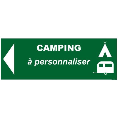 Panneau de Signalisation Camping FLECHE GAUCHE (H0232FG) À PERSONNALISER - Adhésif - 210 x 75 mm