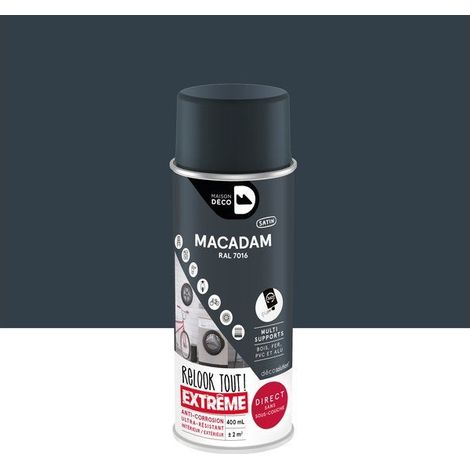 Peinture aérosol relook tout extreme MAISON DECO macadam RAL 7016 satiné 0.400 L