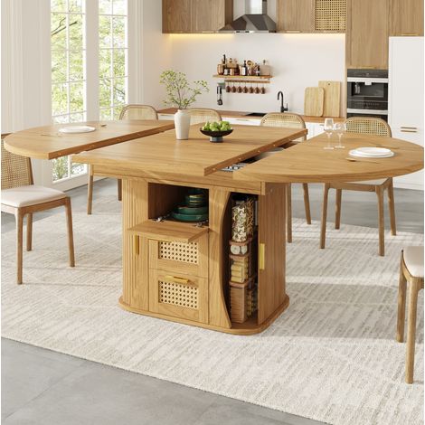 MEUBLIV Mesa de comedor extensible 118-158 cm natural con almacenaje (1/5)