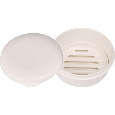 1 Porte-savon avec égouttoir, couvercle hermétique, boîte savon plastique PP, pour salle de bain, cuisine, voyage (1/5)