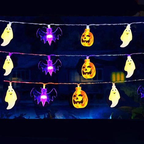 lumières d'Halloween chaîne lumineuse combinée LED citrouille fantôme chauve souris violette 3 mètres Pvc (1/5)