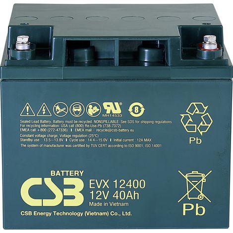 CSB Battery EVX 12400 AGM Bleiakku 12V 40Ah schwarz