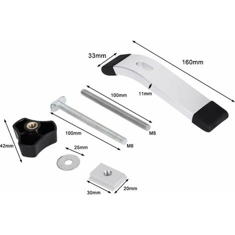 Lot de 2 Rail - Aluminium T-Track Clamp T Track Jeu de pinces de maintien à action rapide en métal, pour outil de travail du bois T-Slot (1/3)