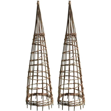 Set of 2 Rustic Willow Garden Obelisks (1.2m)
