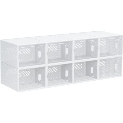Modulares PP-Aufbewahrungssystem mit 8 Aufbewahrungswürfeln und Magnettür, 25 x 35 x 19 cm, transparent weiß