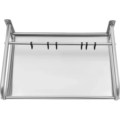 Support de micro-ondes, design ajustable, construction en acier inoxydable, Argent, 2-niveaux (1/2)