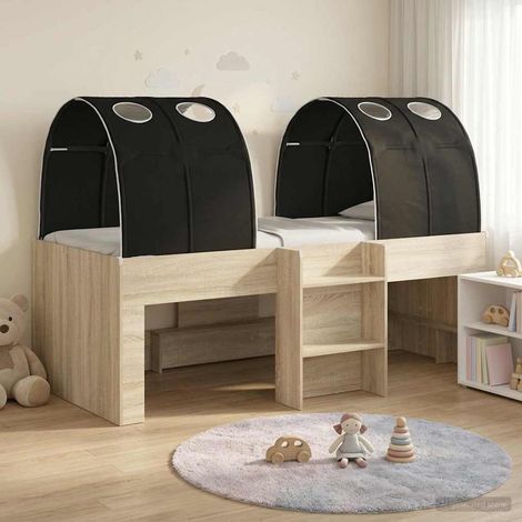 vidaXL Letto Alto per Bambini con Tunnel 3 pz Rovere Sonoma e Nero (1/5)
