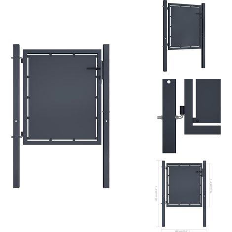 Gartentor Stahl 100 x 75 cm Anthrazit - Gartentor - Stahltür - Zaunportal - Zaunteil - Einfahrtstor (1/4)