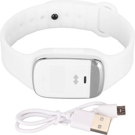 Bracelet répulsif ultrason avec affichage horaire et surveillance de la température corporelle, bracelet blanc (1/5)