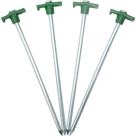16x Piquets de Tente en Acier - Sardines Longs et durables avec Monture en Plastique pour Le Camping 250x7mm