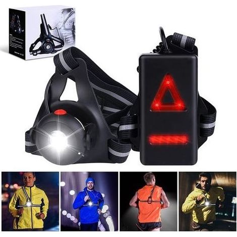Lauflampe – USB-wiederaufladbare 500-Lumen-Lauflampe, IPX6 wasserdicht, Brustlampe mit 3 Modi und 90° verstellbarem Winkel, LED-Laufbrustlampe für Joggen, Camping und Laufen (1/5)