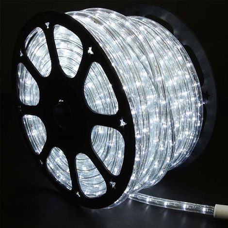 Trade Shop - 50 METER KALTWEISSE LED-LICHTSCHLAUCH FÜR DEN AUSSENBEREICH CONTROLLER 8 LICHTSPIELE - (1/3)