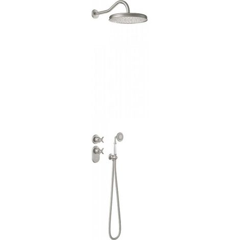 Kit thermostatique de douche encastré avec fermeture et réglage du débit (2 voies) - TRES 24235202AC Acier (1/2)