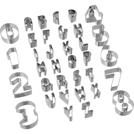 Northix Set di 30 formine per ritagli di numeri e lettere grigio